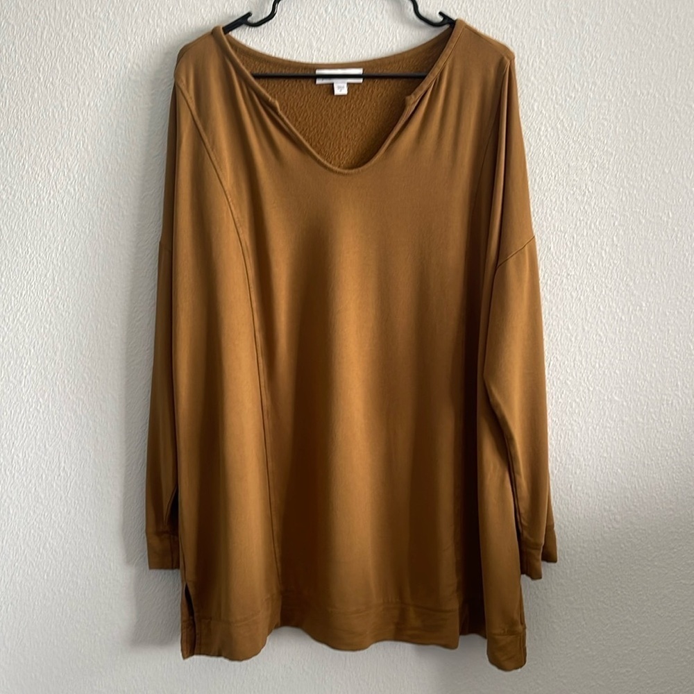 Pure JJill Top Women’s Tranquility Fleece Long Sleeve V Neck Tunic XL